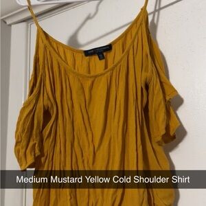 One Clothing Mustard Cold Shoulder Blouse